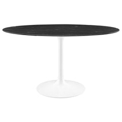 Lippa White/Black 54" Oval Faux Marble Dining Table - Ornate Home