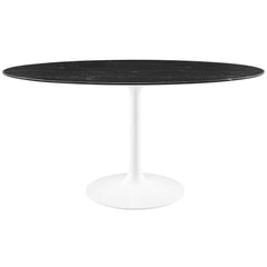 Lippa White/Black 60" Oval Faux Marble Dining Table - Ornate Home