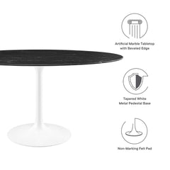 Lippa White/Black 60" Oval Faux Marble Dining Table - Ornate Home