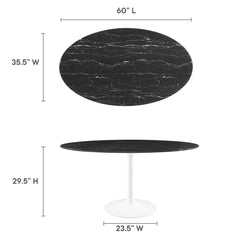 Lippa White/Black 60" Oval Faux Marble Dining Table - Ornate Home