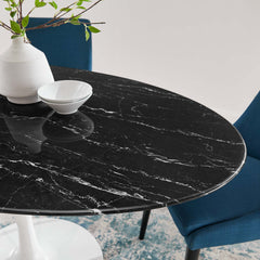 Lippa White/Black 60" Oval Faux Marble Dining Table - Ornate Home