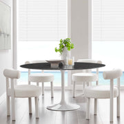 Lippa White/Black 60" Round Faux Marble Dining Table - Ornate Home