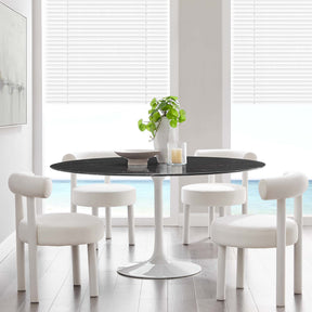 Lippa White/Black 60" Round Faux Marble Dining Table - Ornate Home