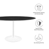 Lippa White/Black 60" Round Faux Marble Dining Table - Ornate Home