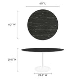 Lippa White/Black 60" Round Faux Marble Dining Table - Ornate Home