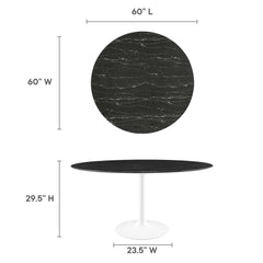 Lippa White/Black 60" Round Faux Marble Dining Table - Ornate Home