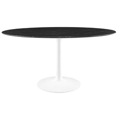Lippa White/Black 60" Round Faux Marble Dining Table - Ornate Home