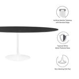 Lippa White/Black 78" Oval Faux Marble Dining Table - Ornate Home
