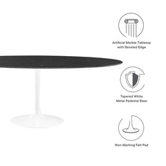 Lippa White/Black 78" Oval Faux Marble Dining Table - Ornate Home