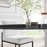 Lippa White/Black 78" Oval Faux Marble Dining Table - Ornate Home