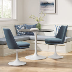 Lippa White/Cadet Blue Swivel Dining Performance Velvet Side Chair - Ornate Home