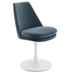 Lippa White/Cadet Blue Swivel Dining Performance Velvet Side Chair - Ornate Home