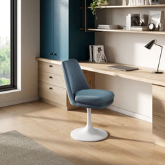 Lippa White/Cadet Blue Swivel Dining Performance Velvet Side Chair - Ornate Home