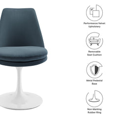Lippa White/Cadet Blue Swivel Dining Performance Velvet Side Chair - Ornate Home