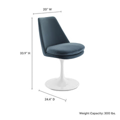 Lippa White/Cadet Blue Swivel Dining Performance Velvet Side Chair - Ornate Home