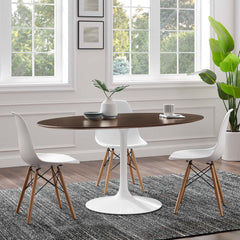 Lippa White/Cherry 60" Oval Cherry Walnut Wood Dining Table - Ornate Home