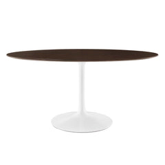 Lippa White/Cherry 60" Oval Cherry Walnut Wood Dining Table - Ornate Home