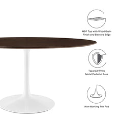 Lippa White/Cherry 60" Oval Cherry Walnut Wood Dining Table - Ornate Home