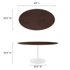 Lippa White/Cherry 60" Oval Cherry Walnut Wood Dining Table - Ornate Home