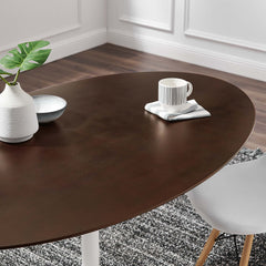 Lippa White/Cherry 60" Oval Cherry Walnut Wood Dining Table - Ornate Home