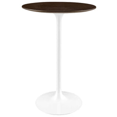 Lippa White/Cherry Walnut 28" Round Wood Bar Table - Ornate Home