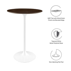 Lippa White/Cherry Walnut 28" Round Wood Bar Table - Ornate Home