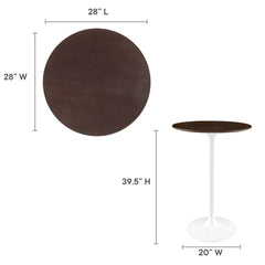 Lippa White/Cherry Walnut 28" Round Wood Bar Table - Ornate Home