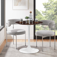 Lippa White/Cherry Walnut 28" Round Wood Dining Table - Ornate Home