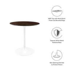 Lippa White/Cherry Walnut 28" Round Wood Dining Table - Ornate Home
