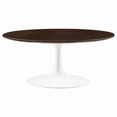 Lippa White/Cherry Walnut 36" Round Wood Coffee Table - Ornate Home