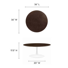 Lippa White/Cherry Walnut 36" Round Wood Coffee Table - Ornate Home