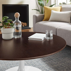 Lippa White/Cherry Walnut 36" Round Wood Coffee Table - Ornate Home