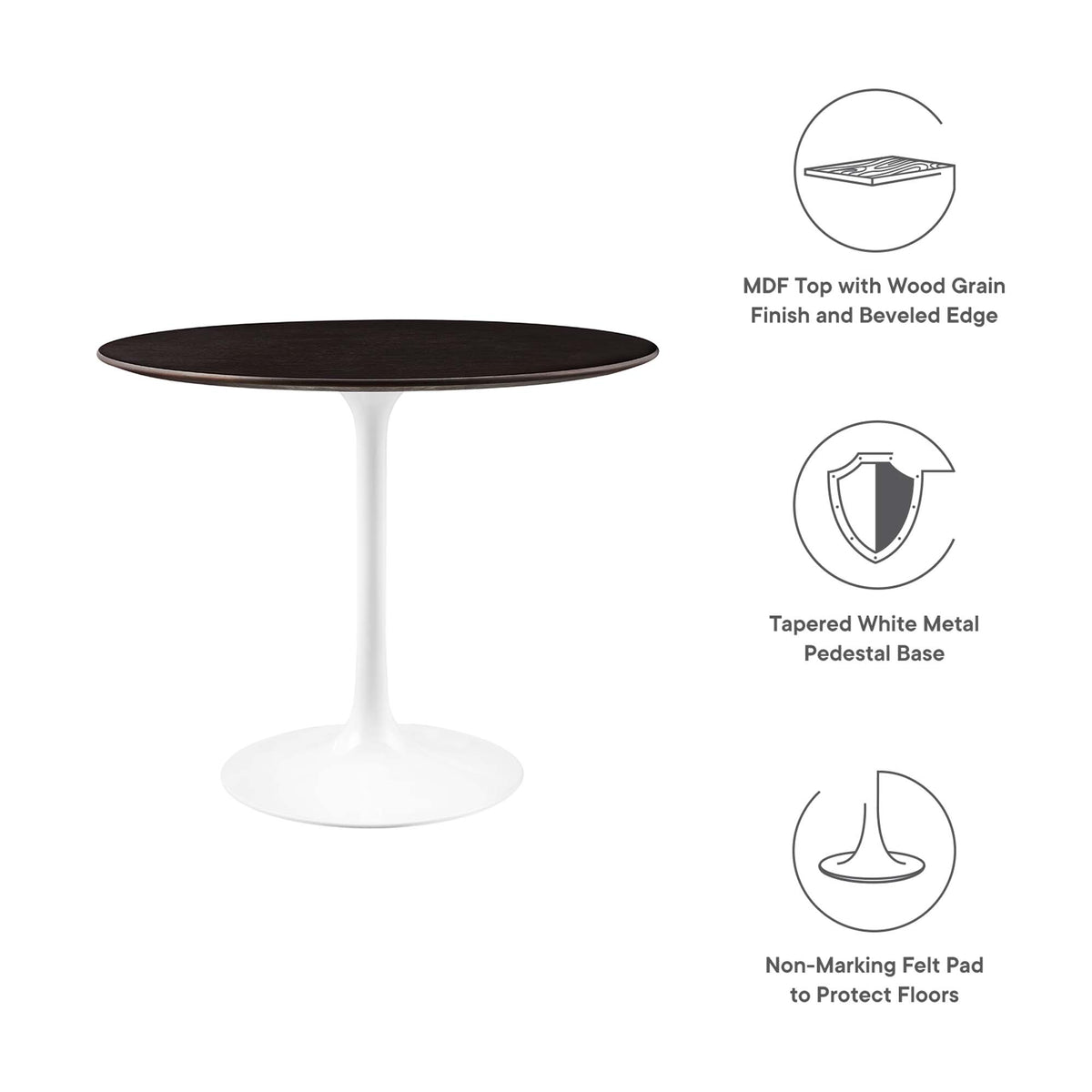 Lippa White/Cherry Walnut 36" Round Wood Dining Table - Ornate Home