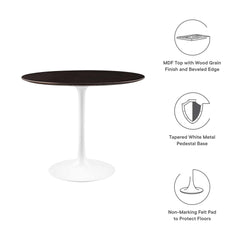 Lippa White/Cherry Walnut 36" Round Wood Dining Table - Ornate Home