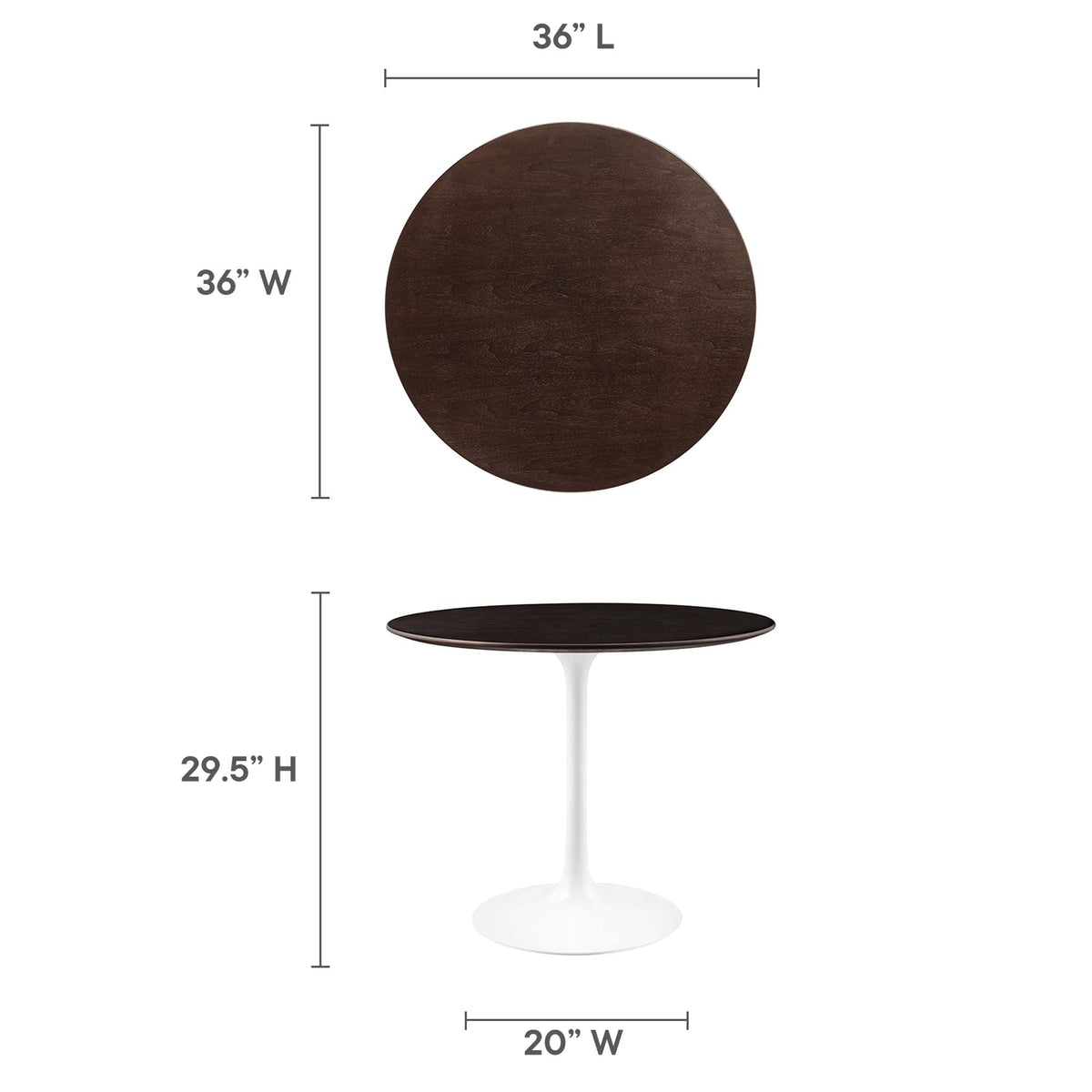 Lippa White/Cherry Walnut 36" Round Wood Dining Table - Ornate Home