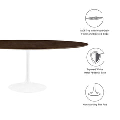 Lippa White/Cherry Walnut 78" Oval Wood Dining Table - Ornate Home