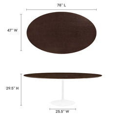 Lippa White/Cherry Walnut 78" Oval Wood Dining Table - Ornate Home