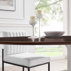 Lippa White/Cherry Walnut 78" Oval Wood Dining Table - Ornate Home