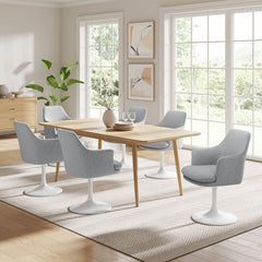 Lippa White/Light Gray Swivel Dining Upholstered Armchair - Ornate Home