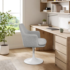 Lippa White/Light Gray Swivel Dining Upholstered Armchair - Ornate Home