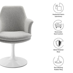 Lippa White/Light Gray Swivel Dining Upholstered Armchair - Ornate Home