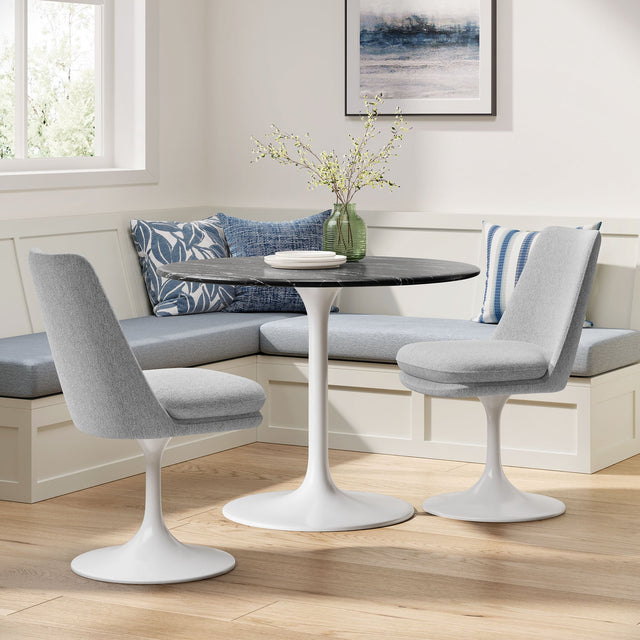 Lippa White/Light Gray Swivel Dining Upholstered Side Chair - Ornate Home