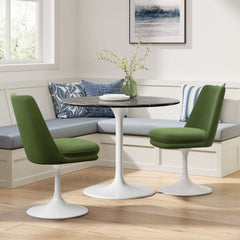 Lippa White/Moss Green Swivel Dining Performance Velvet Side Chair - Ornate Home