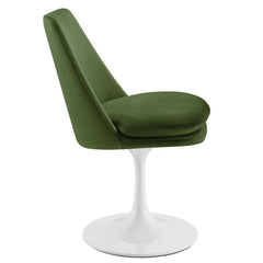 Lippa White/Moss Green Swivel Dining Performance Velvet Side Chair - Ornate Home