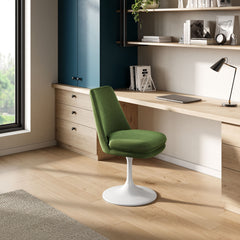 Lippa White/Moss Green Swivel Dining Performance Velvet Side Chair - Ornate Home