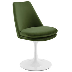 Lippa White/Moss Green Swivel Dining Performance Velvet Side Chair - Ornate Home