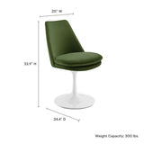 Lippa White/Moss Green Swivel Dining Performance Velvet Side Chair - Ornate Home