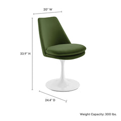 Lippa White/Moss Green Swivel Dining Performance Velvet Side Chair - Ornate Home