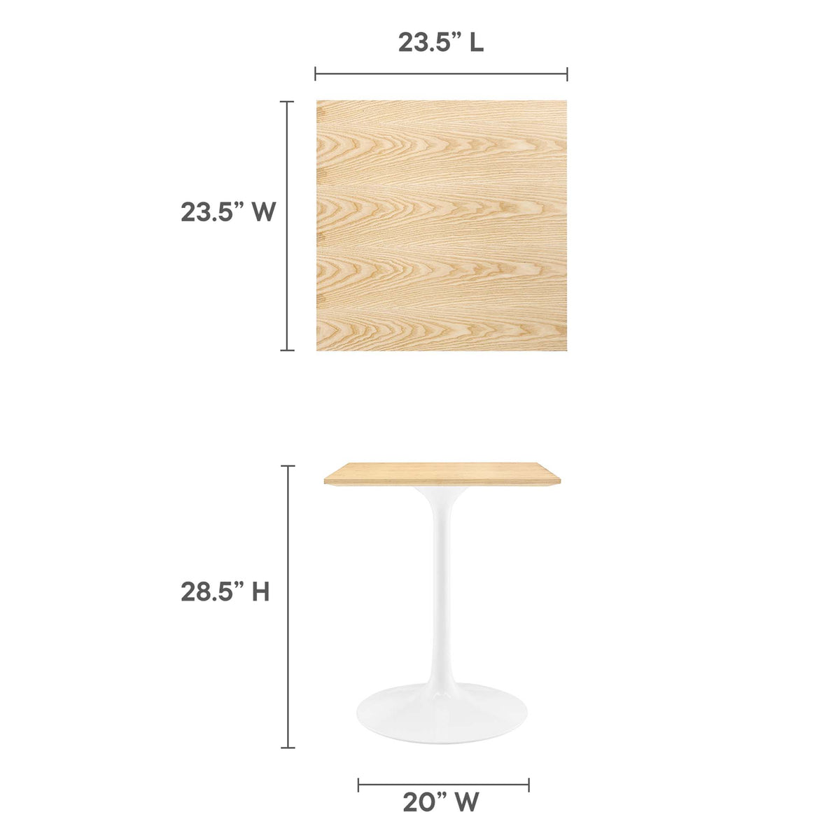 Lippa White/Natural 24" Square Wood Dining Table - Ornate Home