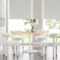 Lippa White/Natural 60" Round Wood Dining Table - Ornate Home
